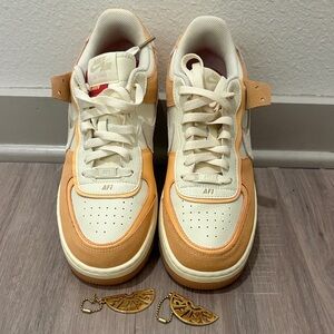 Nike Air Force 1 Orange and Cream Sneakers